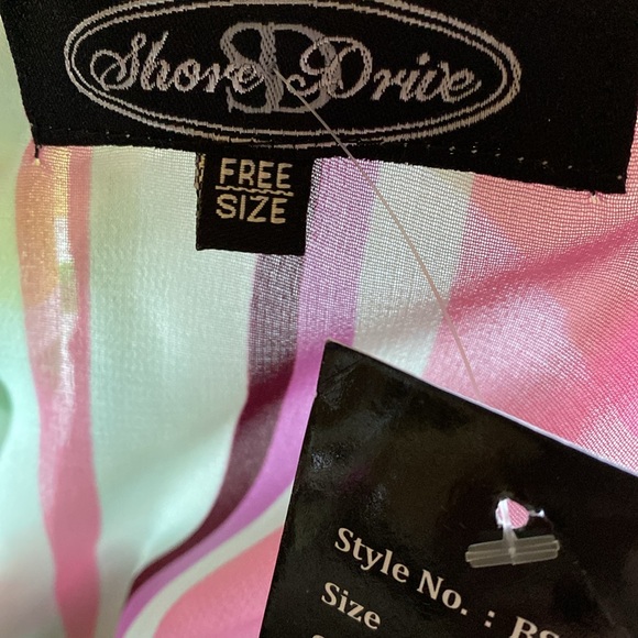 NWT “SHORE DRIVE” Striped Swim Coverup Caftan Tunic 🌸 Semi Sheer FreeSize - Picture 11 of 14